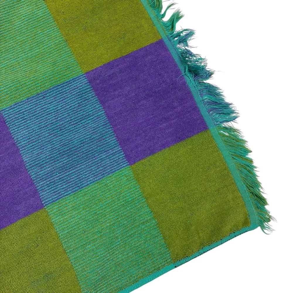 Cannon Royal Family Vintage Green Blue Purple Checkered Bath Towel